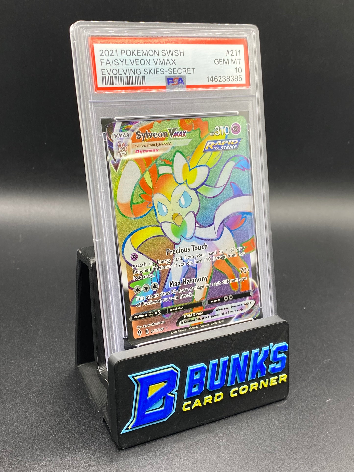Sylveon Vmax Rainbow Rare Evolving Skies PSA 10