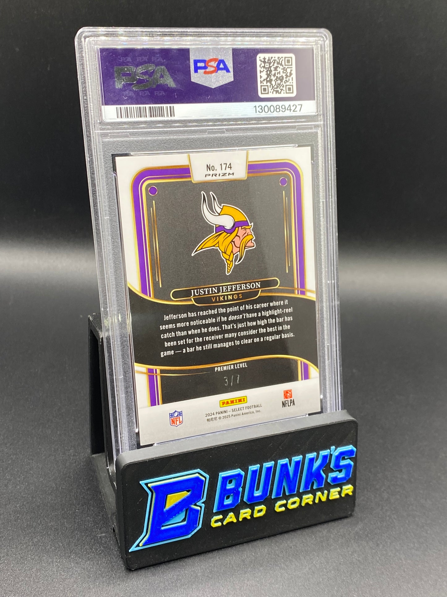 2024 Justin Jefferson Neon Orange Pulsar PSA 9 3/7 POP 1