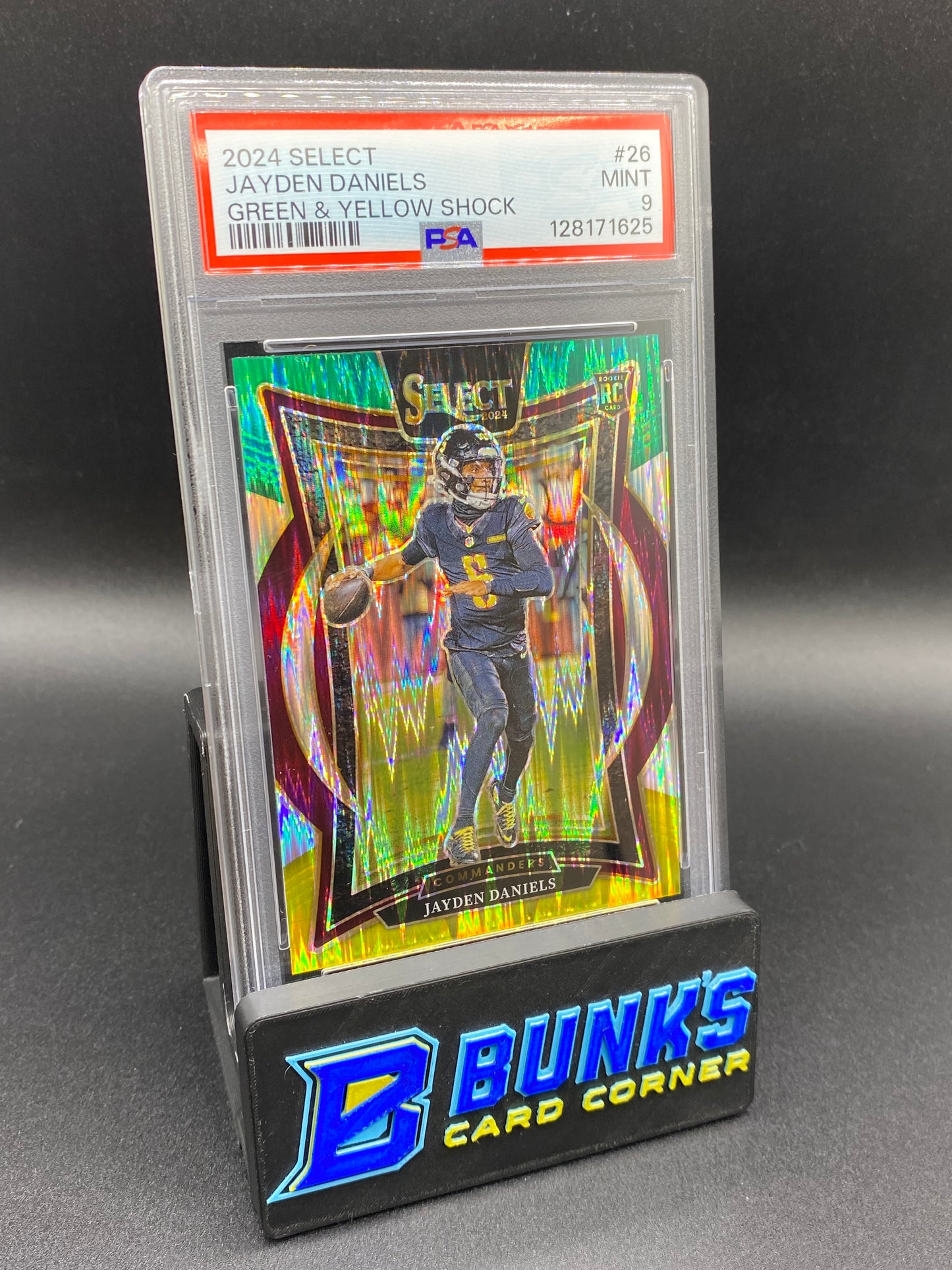 2024 Jayden Daniels Green & Yellow Shock PSA 9
