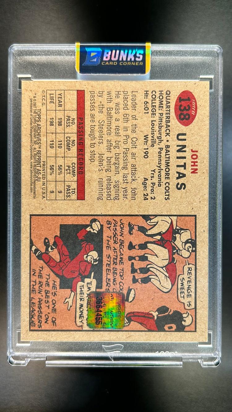 2001 John Unitas Topps Stadium Seat Relic