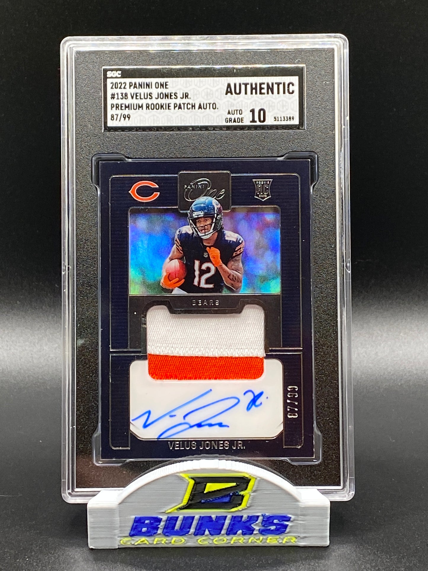 2022 Velus Jones Jr. AUTOGRAPHED Rookie Patch 87/99 (Box B6)