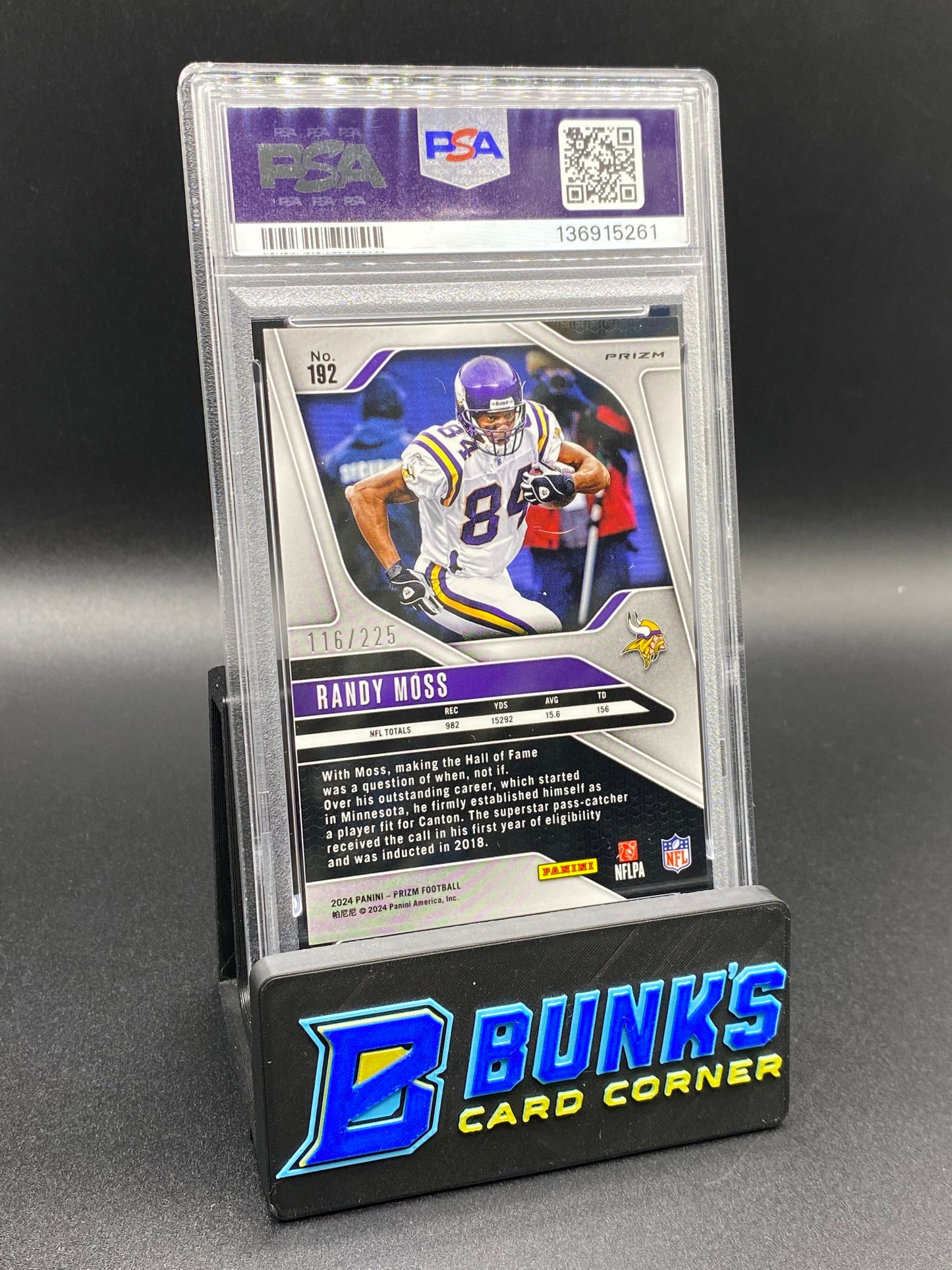 2024 Randy Moss Purple Ice 116/225 PSA 9