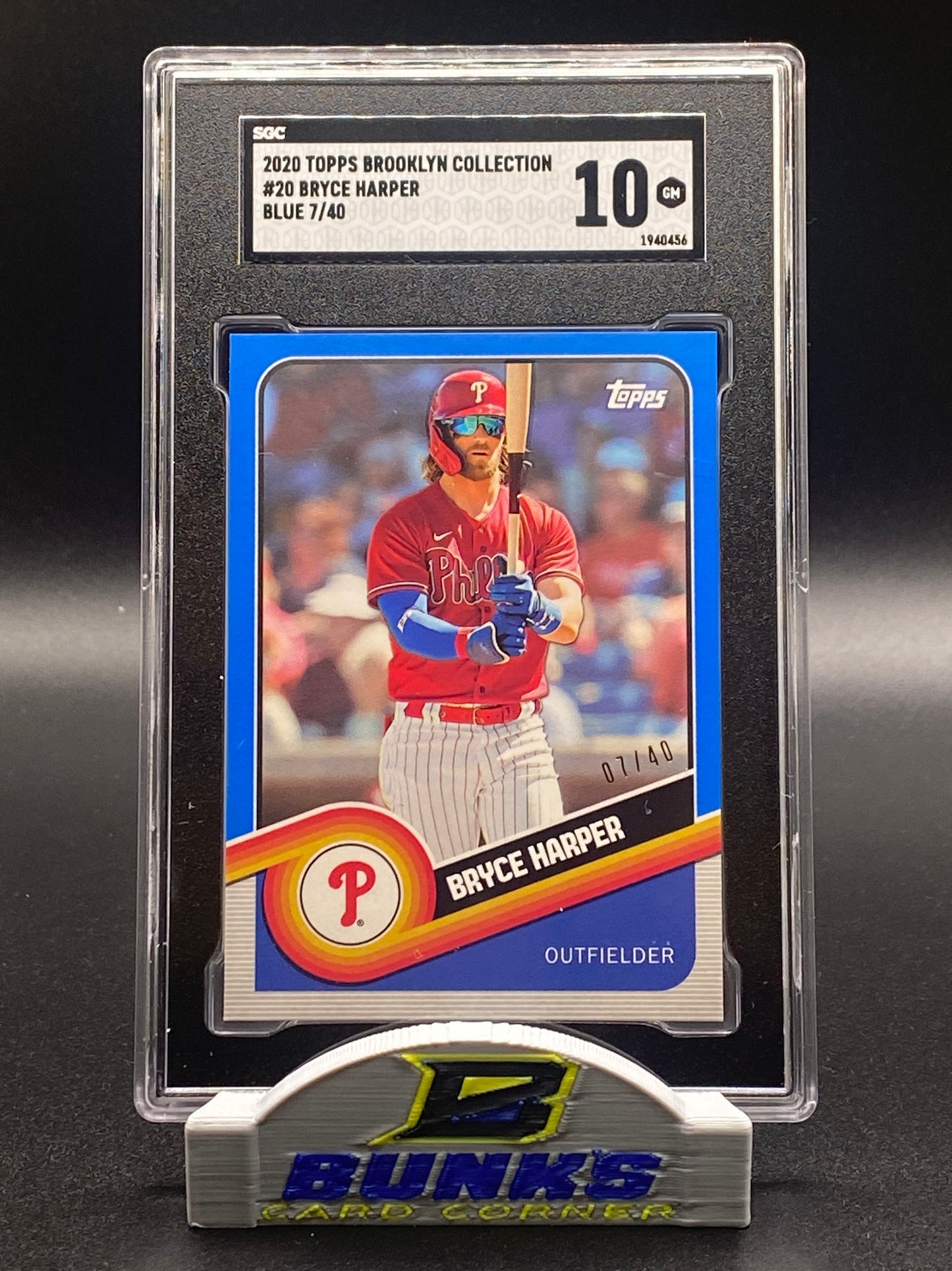 2020 Bryce Harper Blue 7/40 SGC 10 (Box 14)