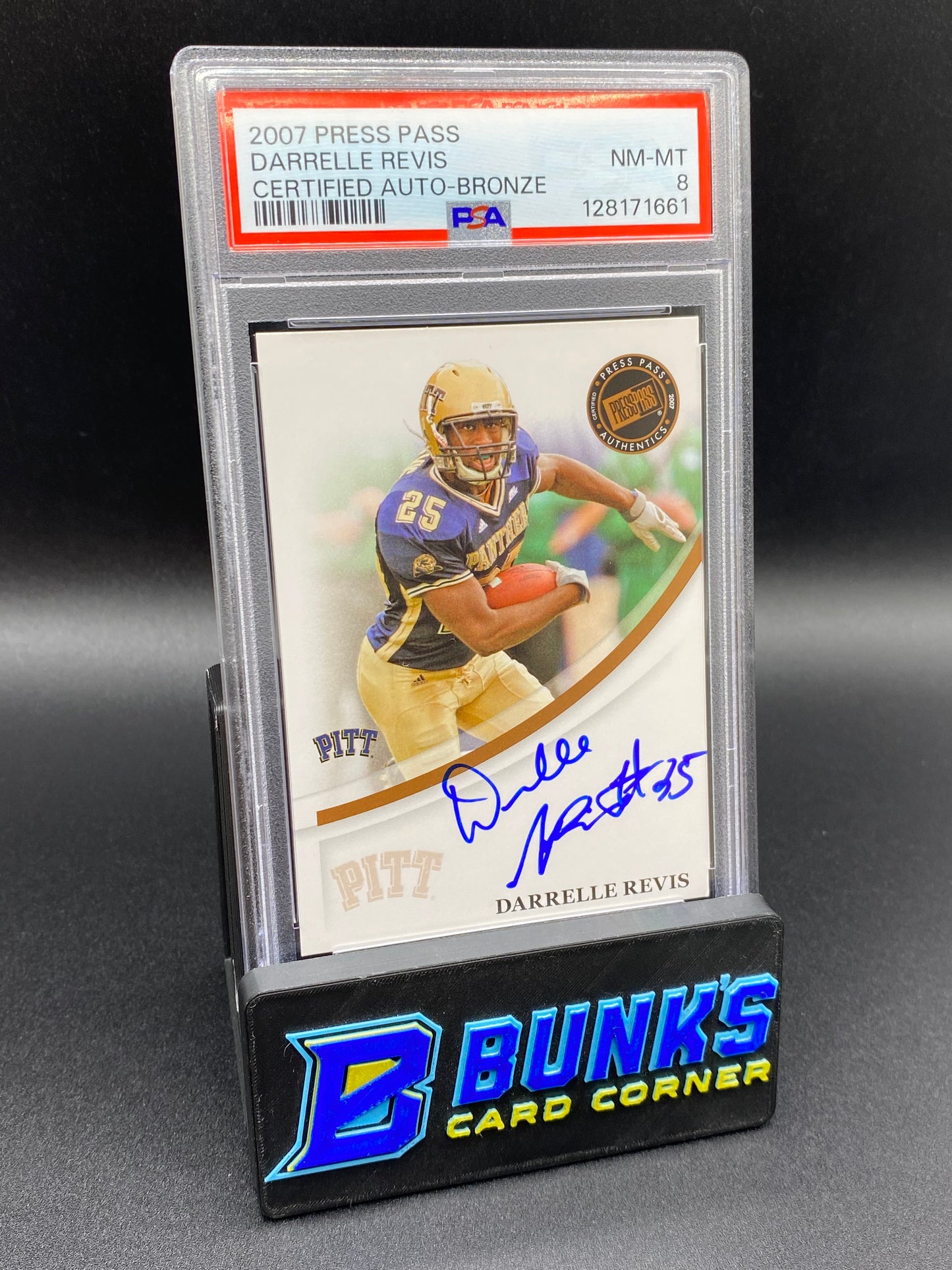 2007 Darrelle Revis Certified Auto Bronze PSA 8
