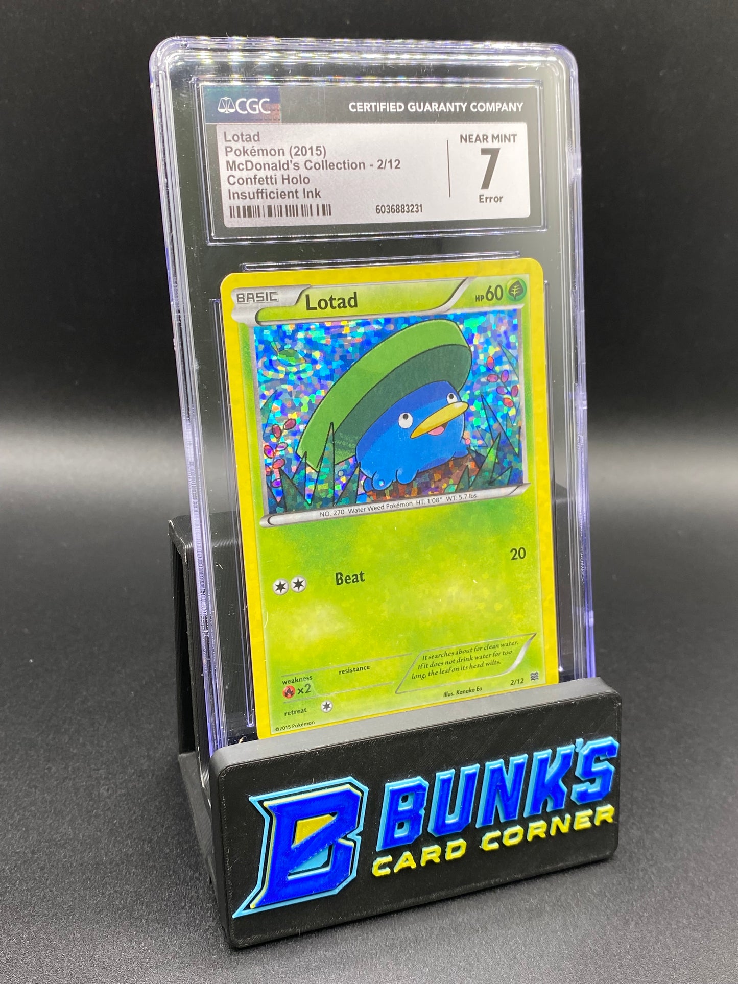 Lotad Holo Insufficient Ink Error McDonald's Promo CGC 7