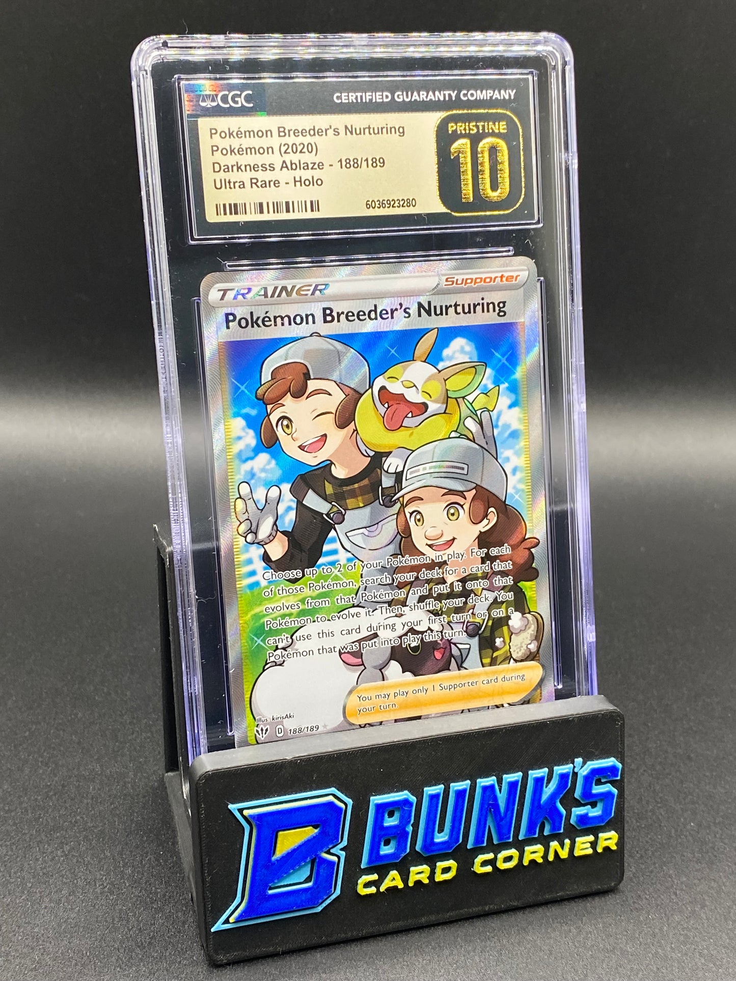 Pokemon Breeder's Nurturing Ultra Rare Darkness Ablaze CGC PRISTINE 10