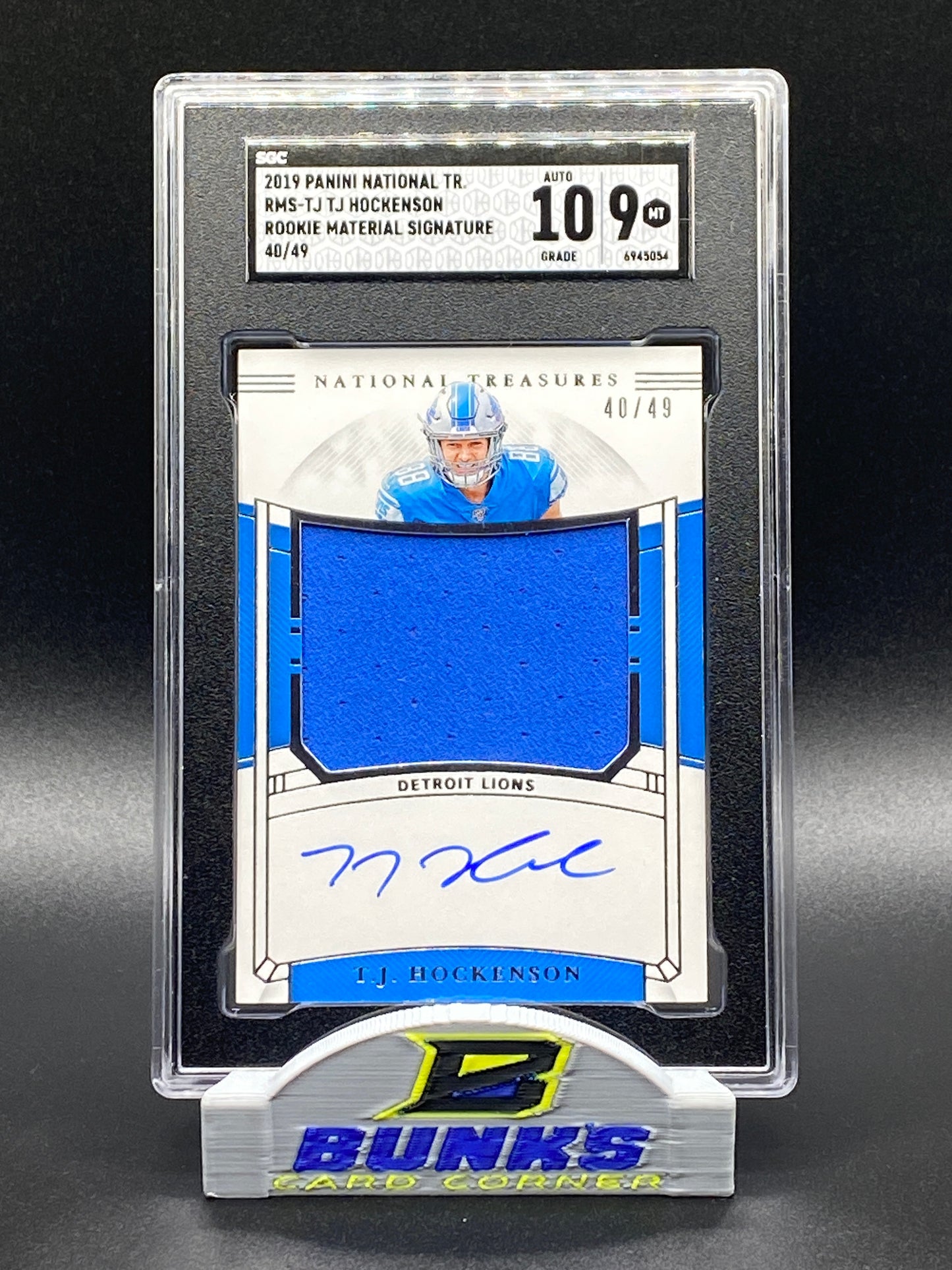 2019 TJ Hockenson AUTOGRAPHED Patch 40/49 (Box B4)