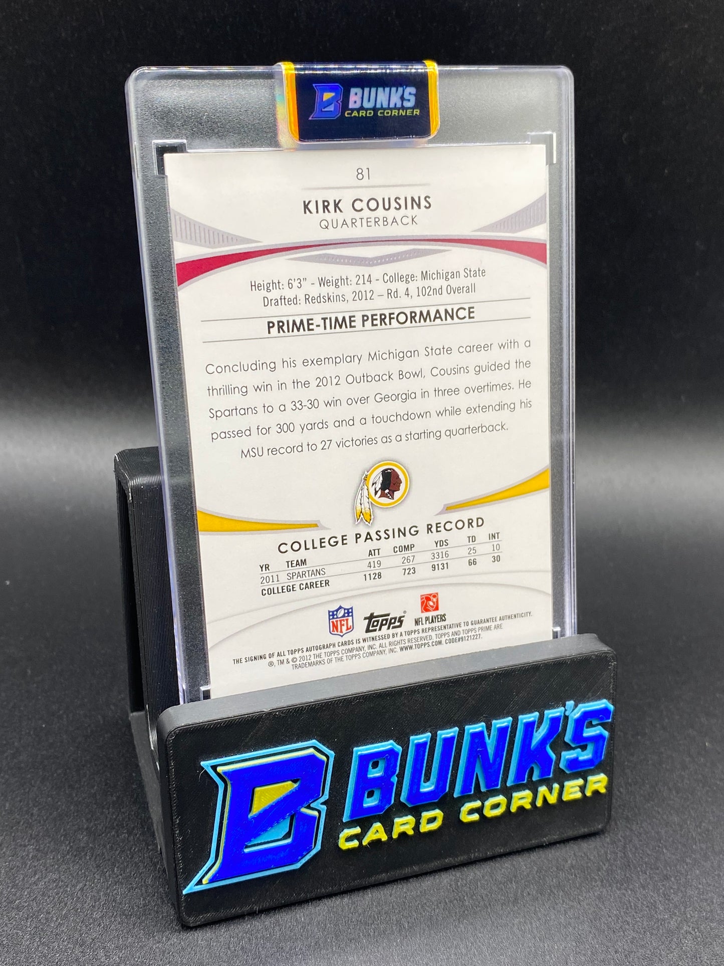 Rc Kirk Cousins Auto Topps Prime 72/99