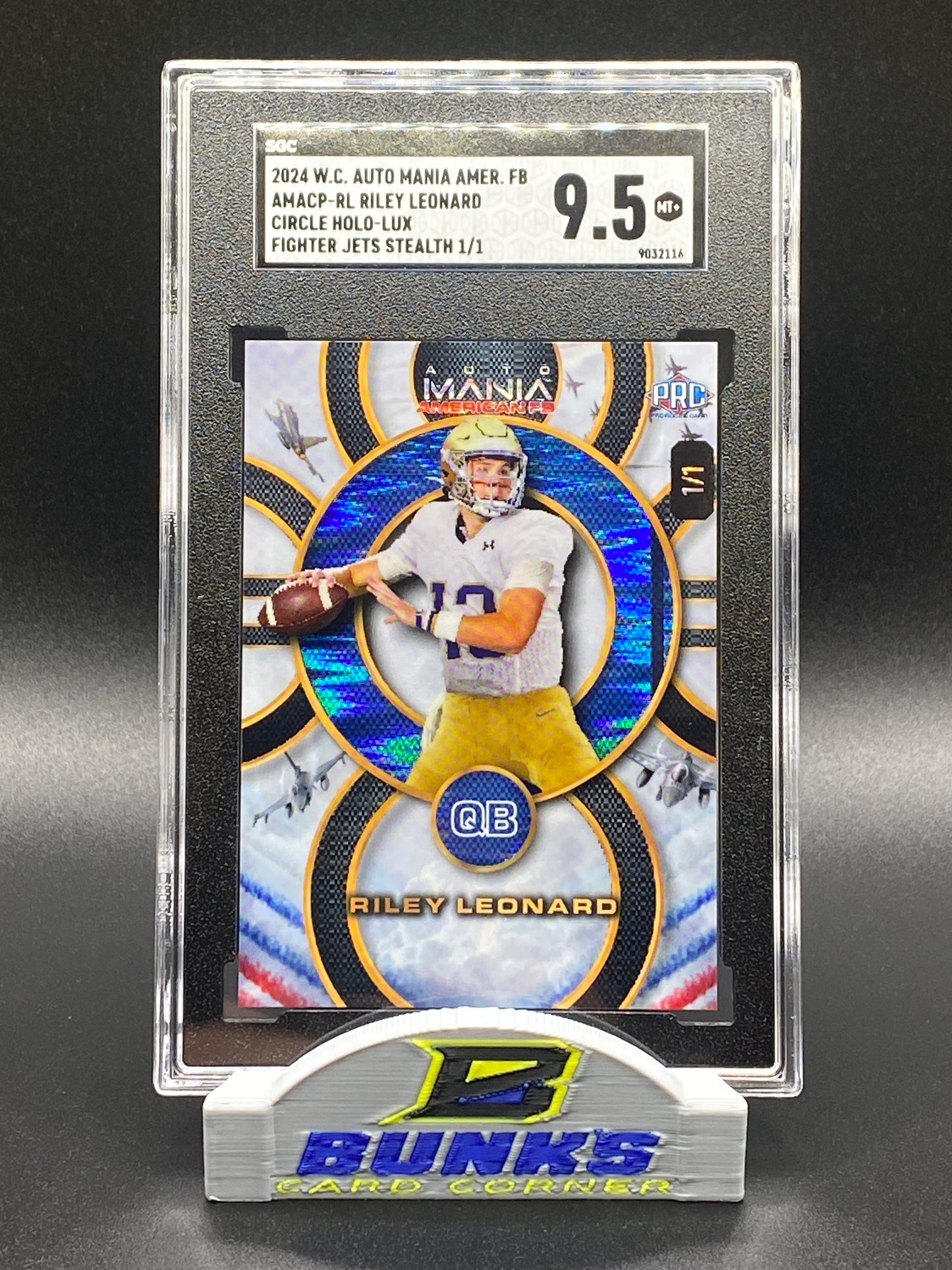 2024 Riley Leonard Wild Card Fighter Jets Stealth 1/1 (Box B5)
