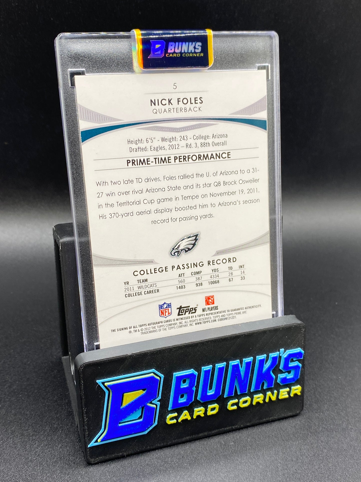 2012 Topps Prime Nick Foles 46/99 Auto Rc