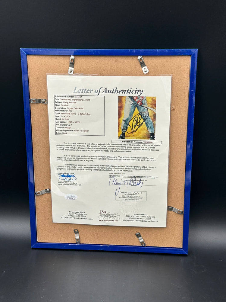 Kirby Puckett Frame Auto Certified