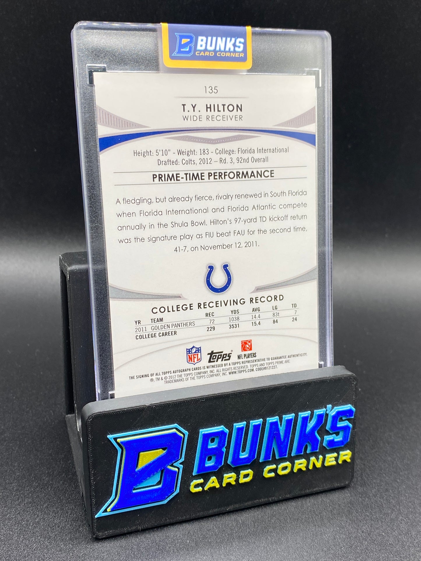 2012 TY Hilton Topps Prime Auto 22/75 Rc