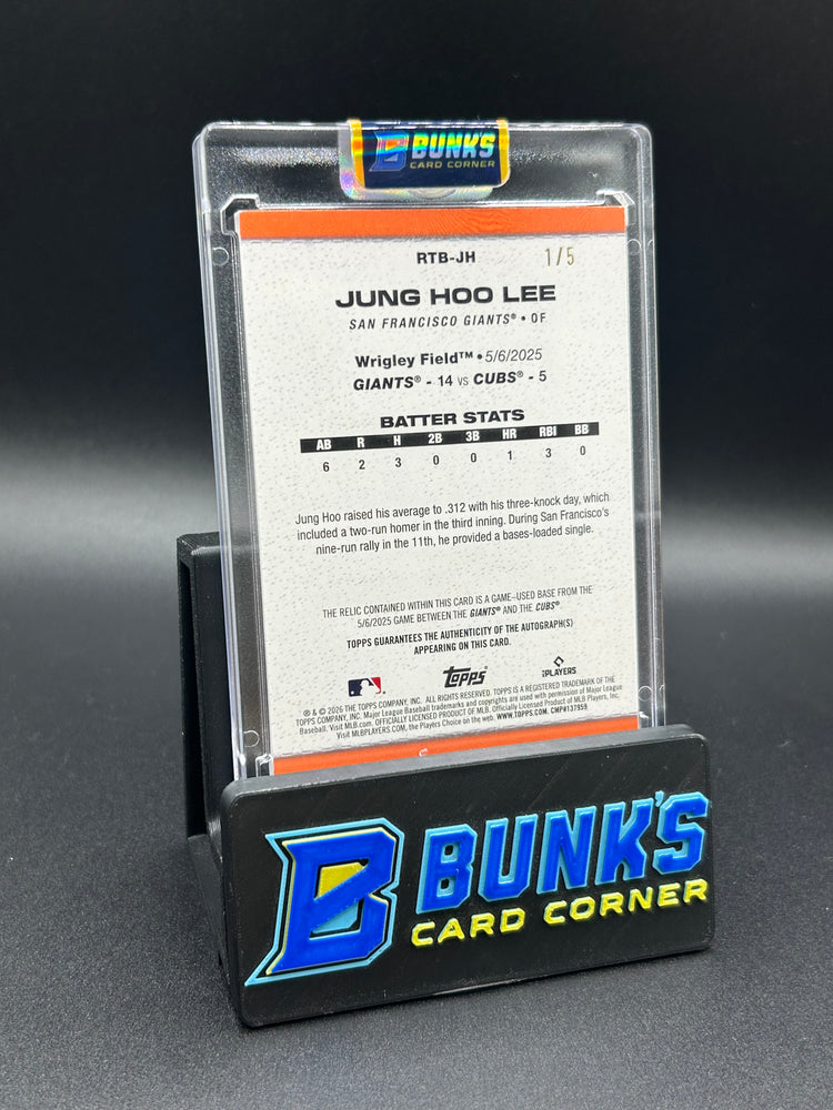2025 Jung Hoo Lee Topps Game Used Base 5/6/25 VS Cubs Auto 1/5