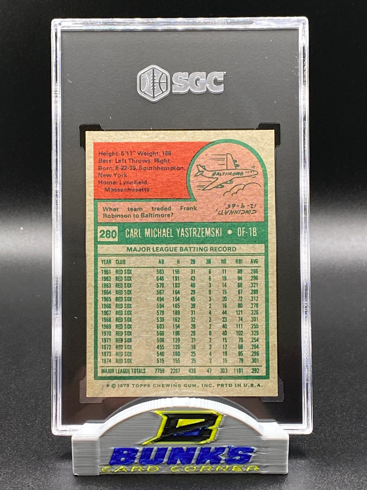 1975 Carl Yastrzemski SGC 6.5 (Box 14)