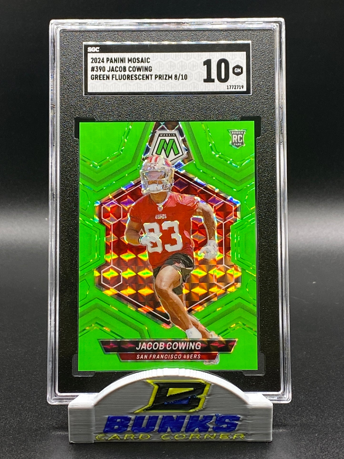 2024 Jacob Cowing Rookie Card Green Fluorescent Prizm 8/10 (Box B12)