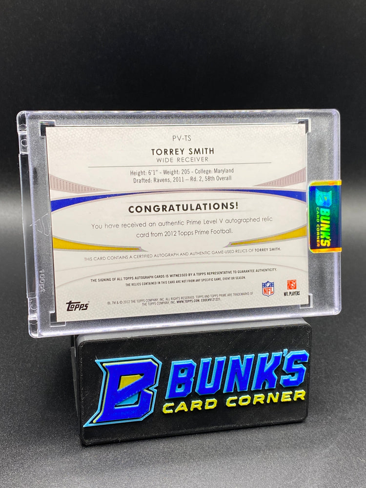2012 Torrey Smith Topps Prime Patches Auto 32/100