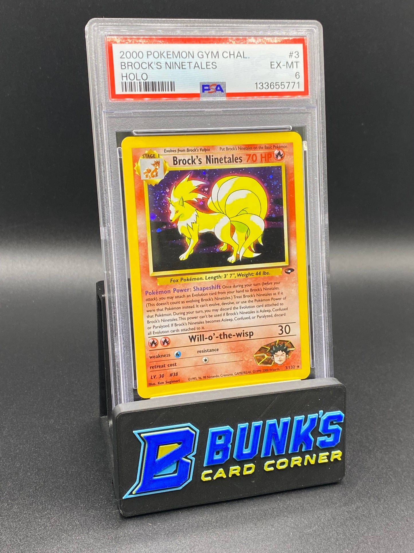 Brock's Ninetales Holo Gym Challenge PSA 6