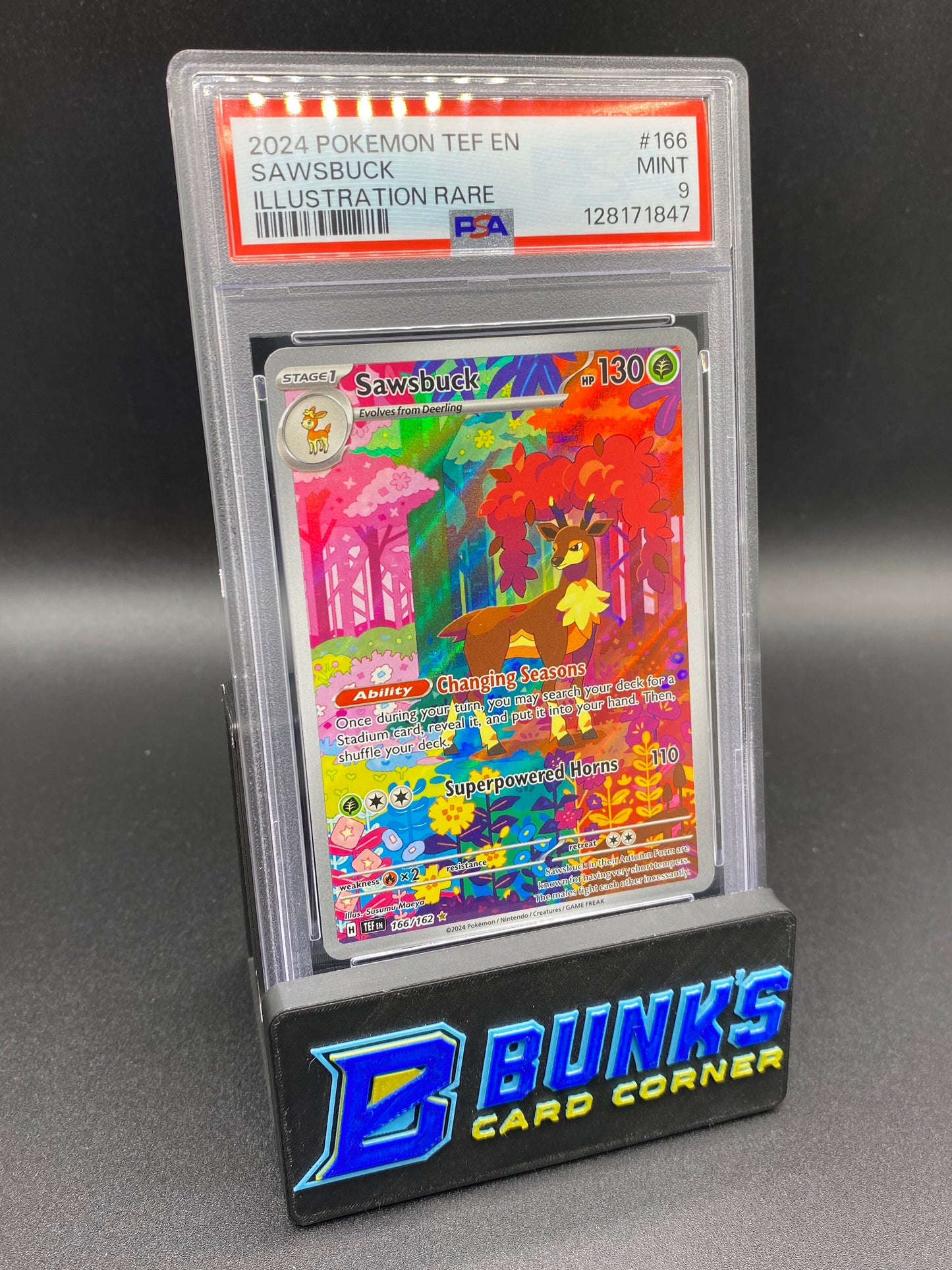 Sawsbuck Illustration Rare Temporal Forces PSA 9
