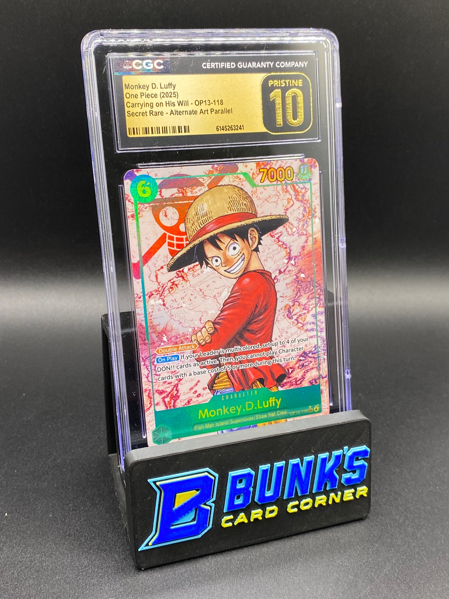 Monkey D. Luffy Alt Art Parallel OP13-118 CGC PRISTINE 10