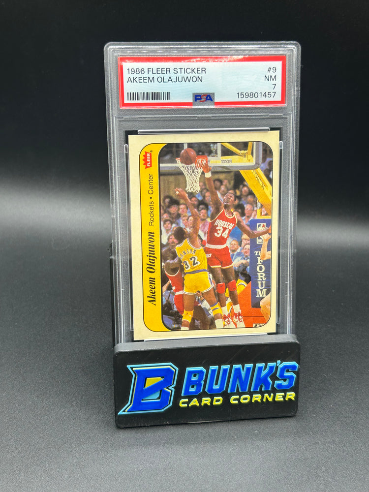 1986 Akeem Olajuwon Fleer Sticker PSA 7
