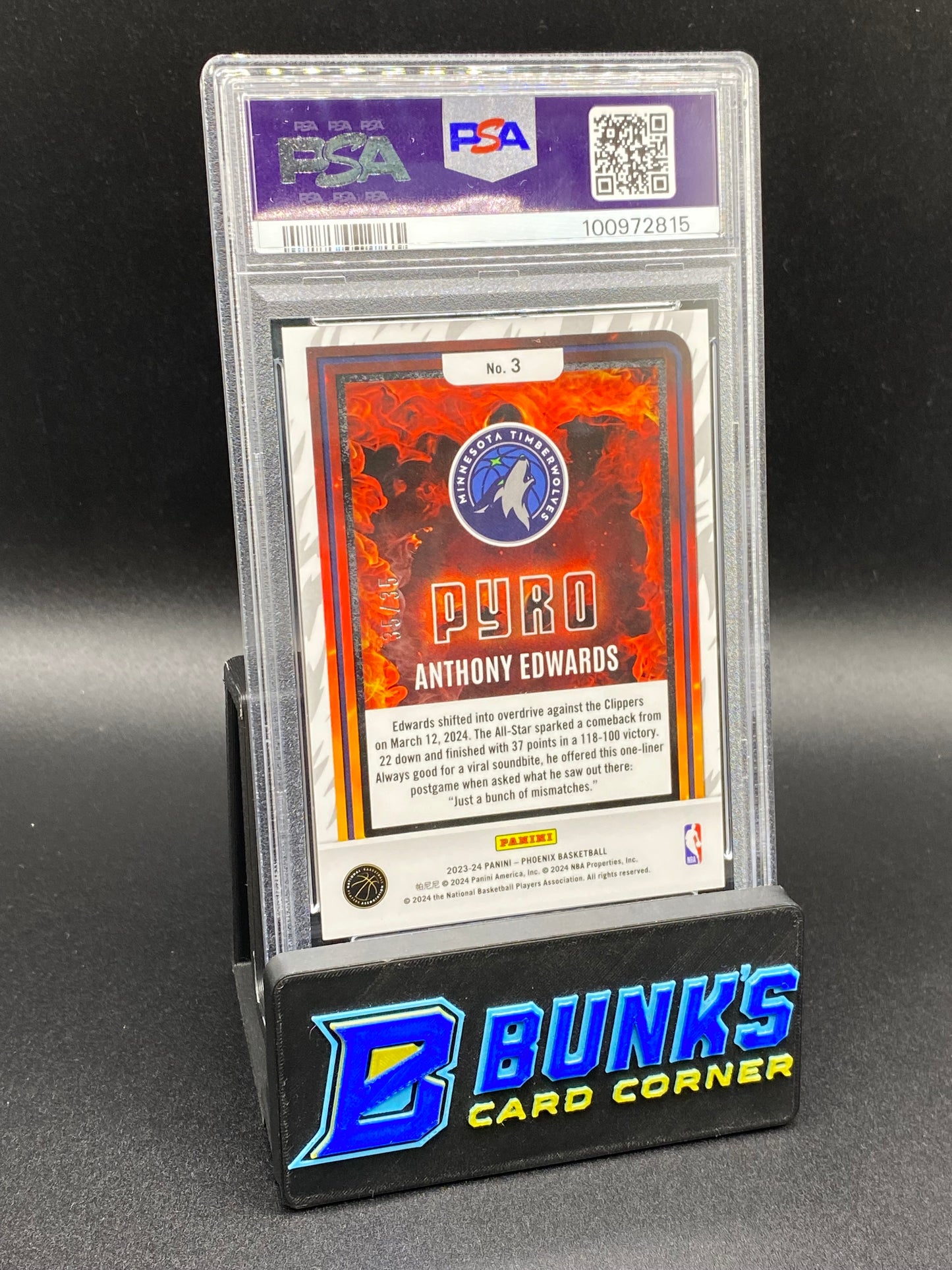 2023 Anthony Edwards Pyro-Yellow 35/75 PSA 9