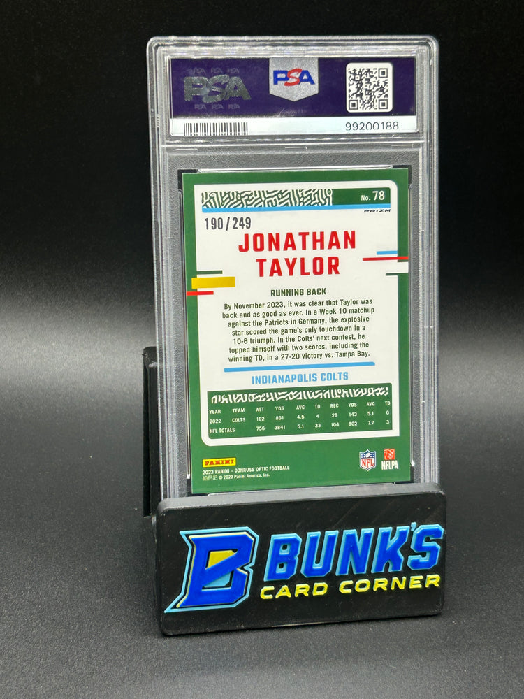 2023 Jonathan Taylor Orange Donruss Optic PSA 10 190/249