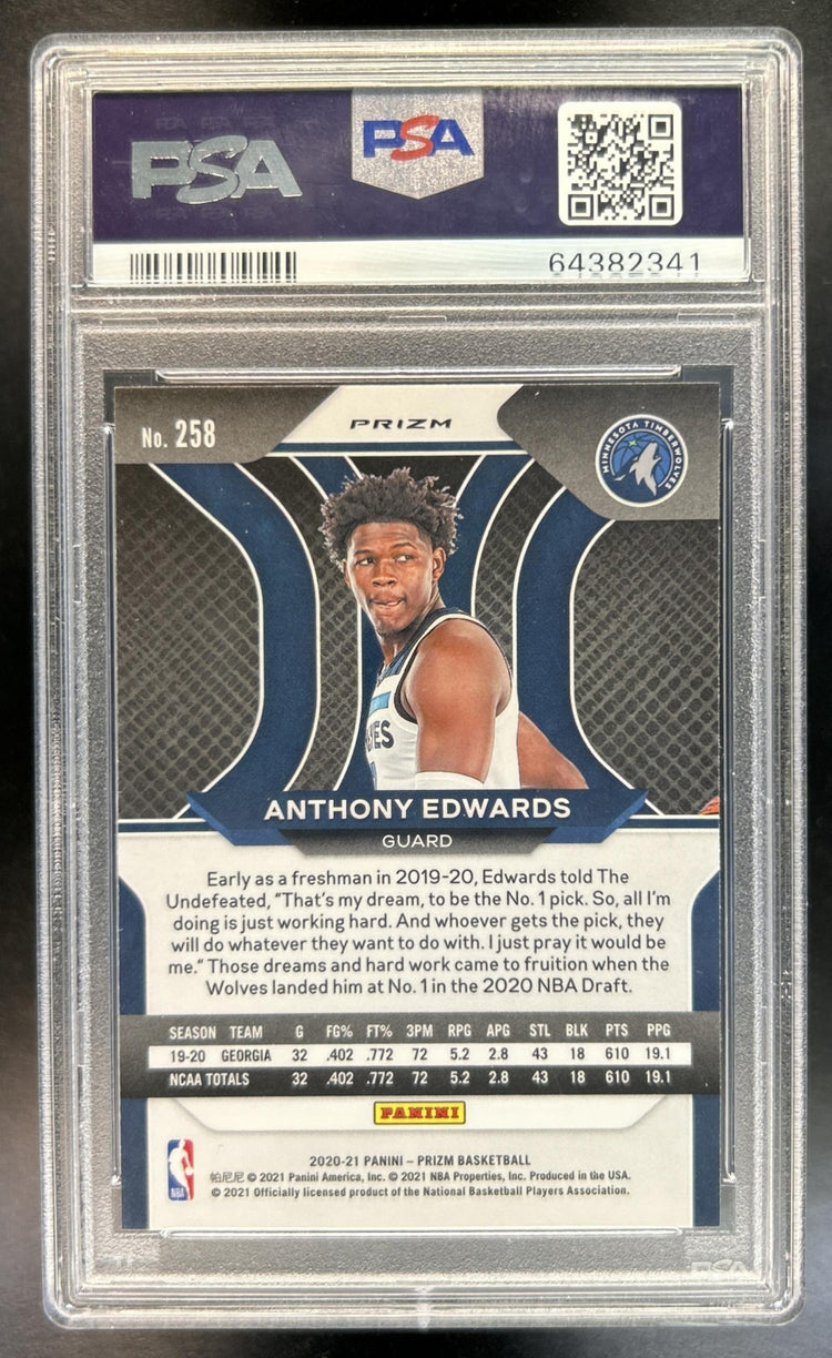 Anthony Edwards 2020-21 Panini Prizm #258 Pink Ice Prizms RC Timberwolves PSA 9