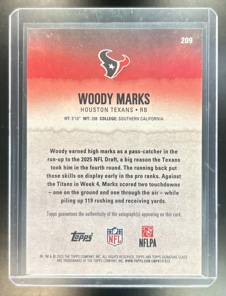 Woody Marks 2025 Topps Signature Class #209 Rookie Auto Red Foil 6/25 RC Texans