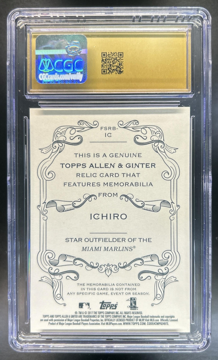 Ichiro 2017 Topps Allen & Ginter #FSRB-IC Full Size Design B Relics MEM Marlins CGC Pristine 10