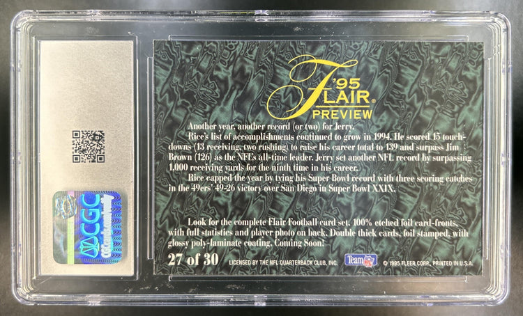 Jerry Rice 1995 Fleer #27 Flair Preview 49ers
