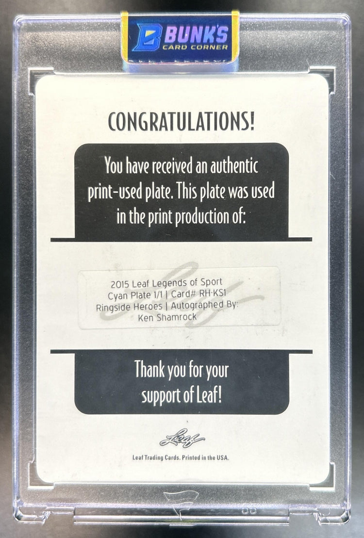 Ken Shamrock Legends of Sport #RH-KS1 Ringside Heroes Printing Plate Black 1/1 Auto