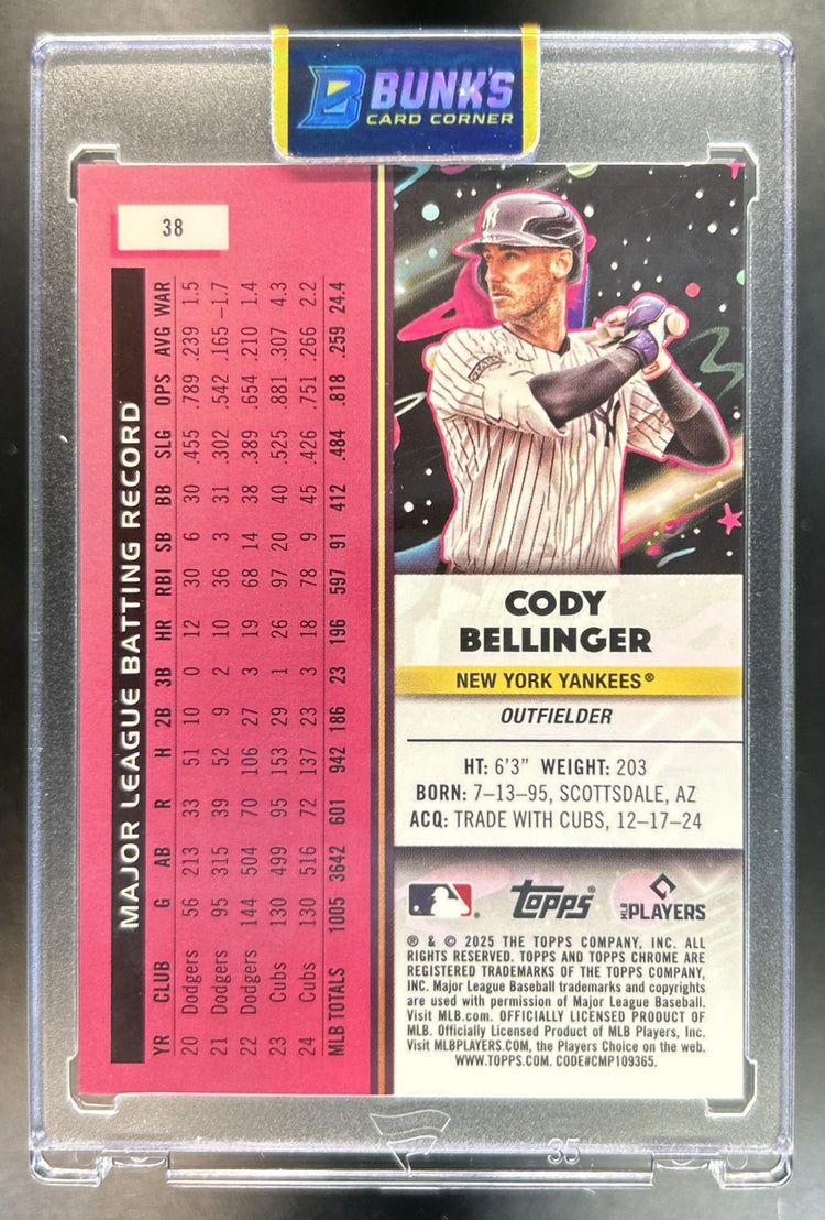Cody Bellinger 2025 Topps Cosmic Chrome #38 Orange Galactic Refractor 3/25 Yankees