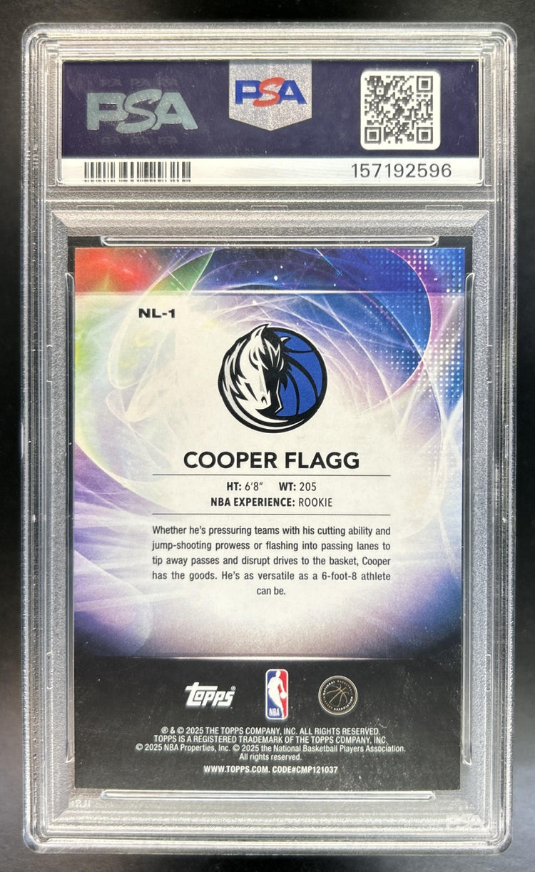 Cooper Flagg 2025-26 Topps #NL-1 No Limit Rainbow Foil RC Mavericks PSA 9