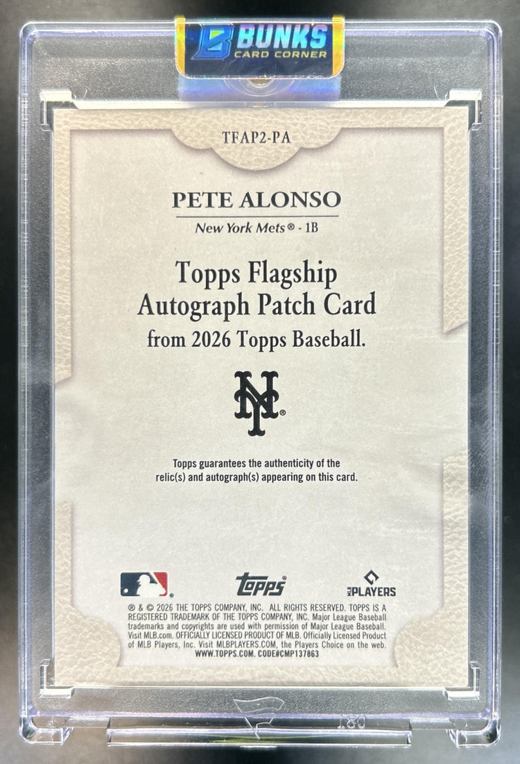 Pete Alonso 2026 Topps Update #TFAP2-PA Auto Patch Black 6/10 MEM SSP Mets