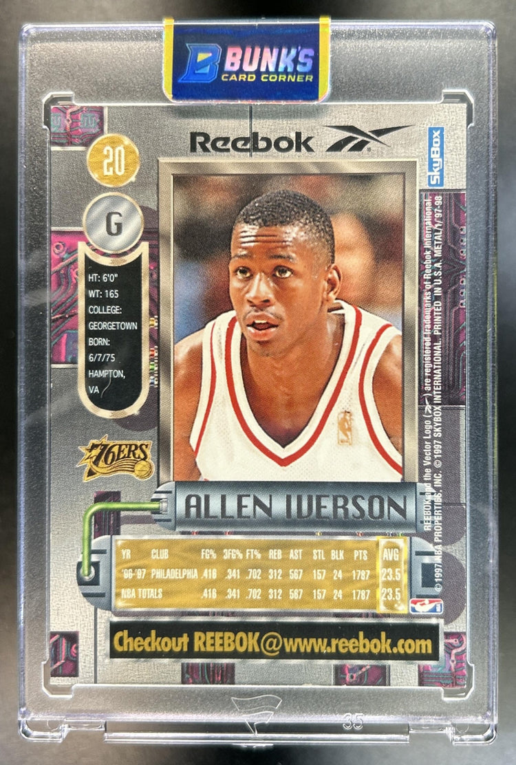 Allen Iverson 1997-98 Skybox Metal Universe #20 Reebok Gold 76ers