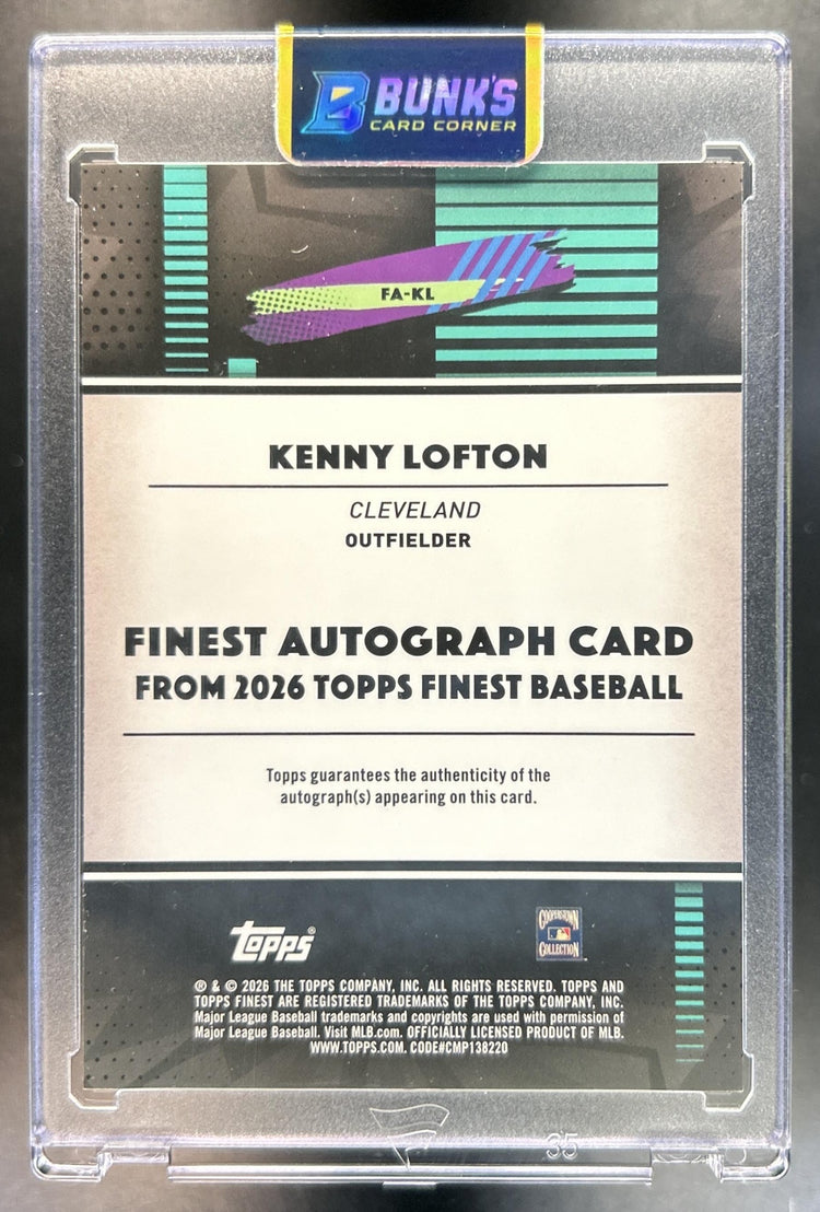 Kenny Lofton 2026 Topps Finest #FA-KL Auto Green Refractor 20/99 Naps Guardians Indians