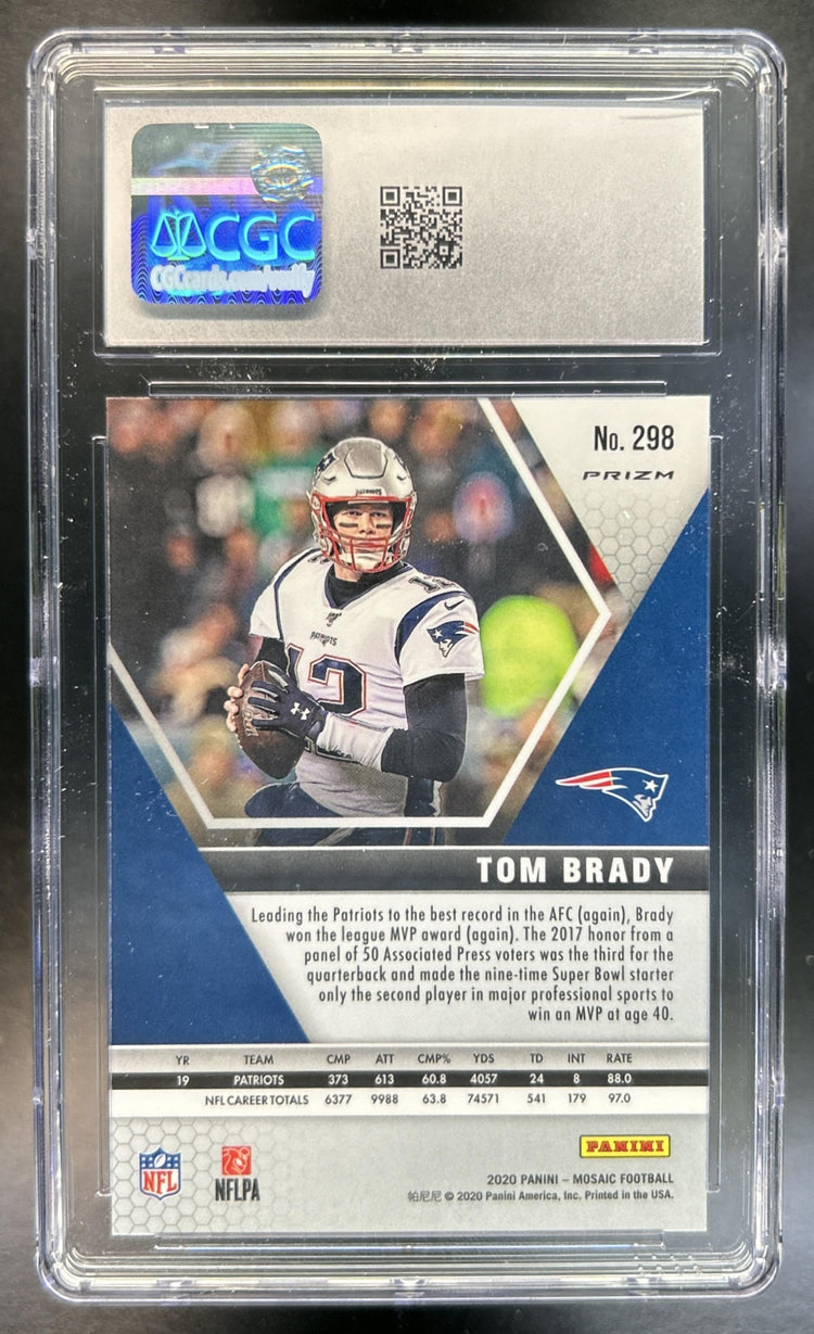 Tom Brady 2020 Panini Mosaic #298 Prizm Silver Patriots CGC 10
