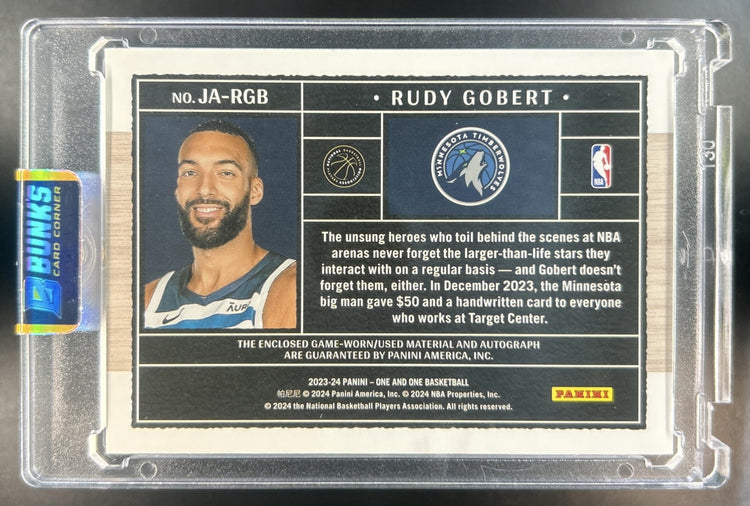Rudy Gobert 2023-24 Panini One & Basketball #JA-RGB Jersey Auto 7/35 Timberwolves