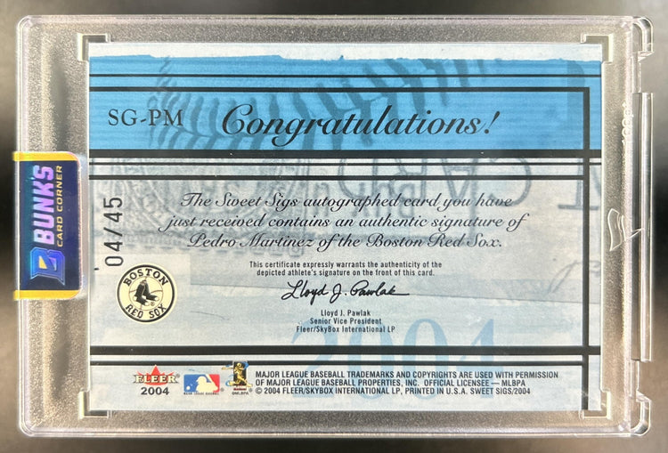 Pedro Martinez 2004 Fleer Sweet Sigs #PM Auto 4/45 Red Sox