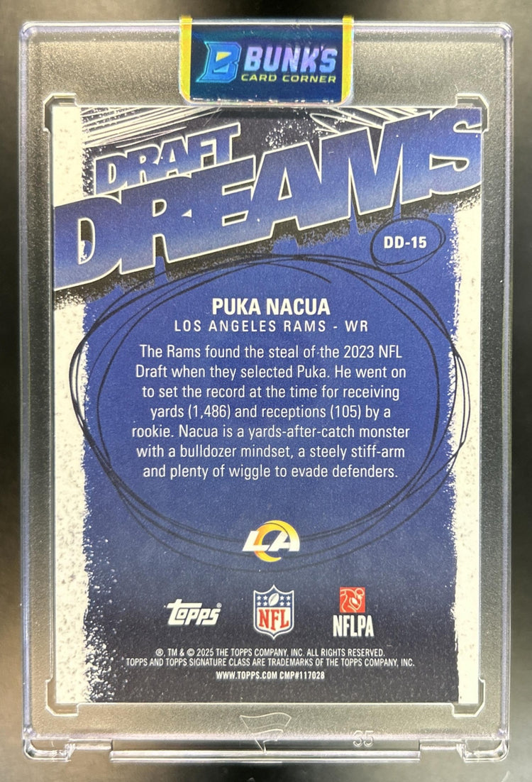 Puka Nacua 2025 Topps Signature Class #DD-15 Draft Dreams SSP Rams