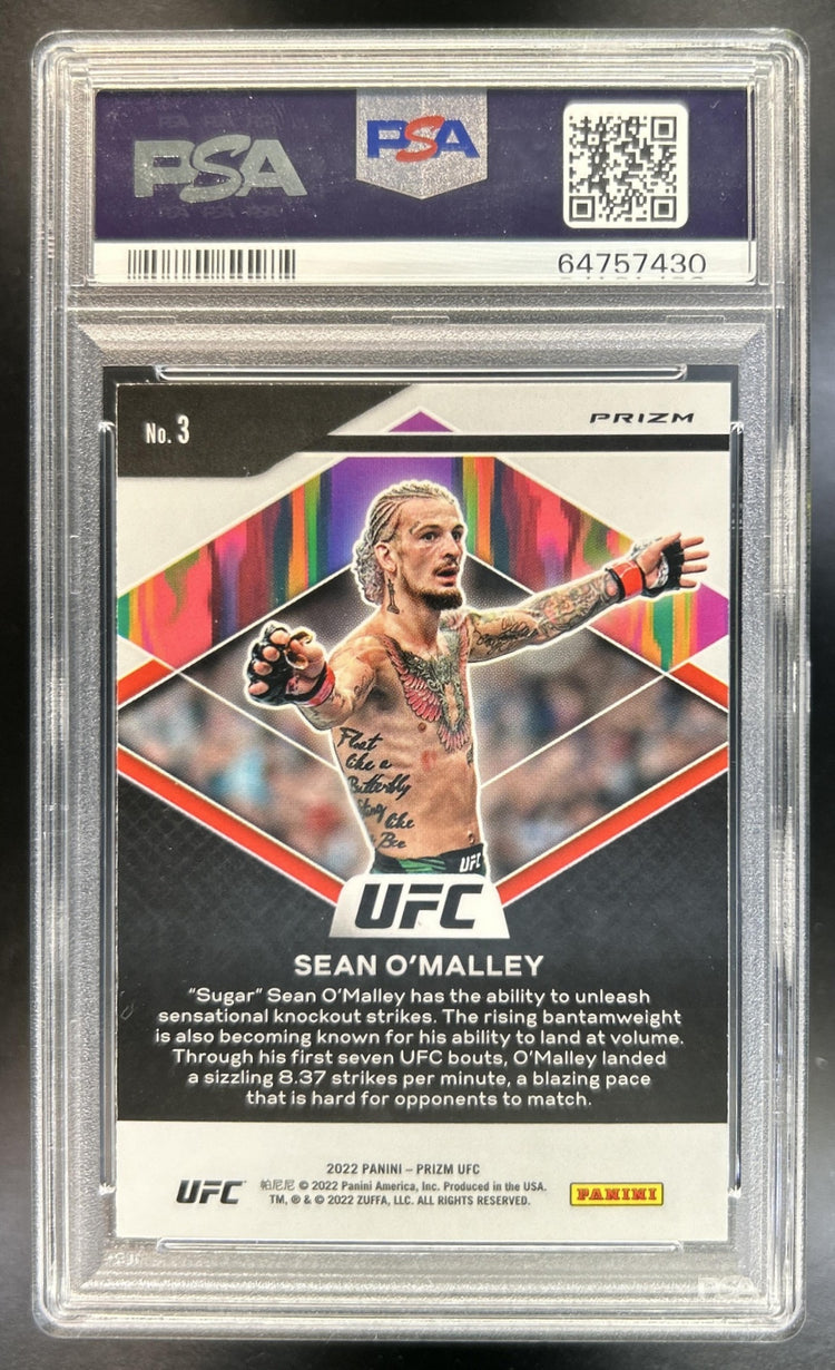Sean O'Malley Prizm UFC #3 Fearless White Sparkle PSA 10