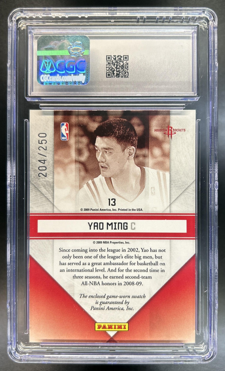 Yao Ming 2009-10 Panini Prestige #13 Stars of the NBA Materials 204/250 Rockets CGC 9