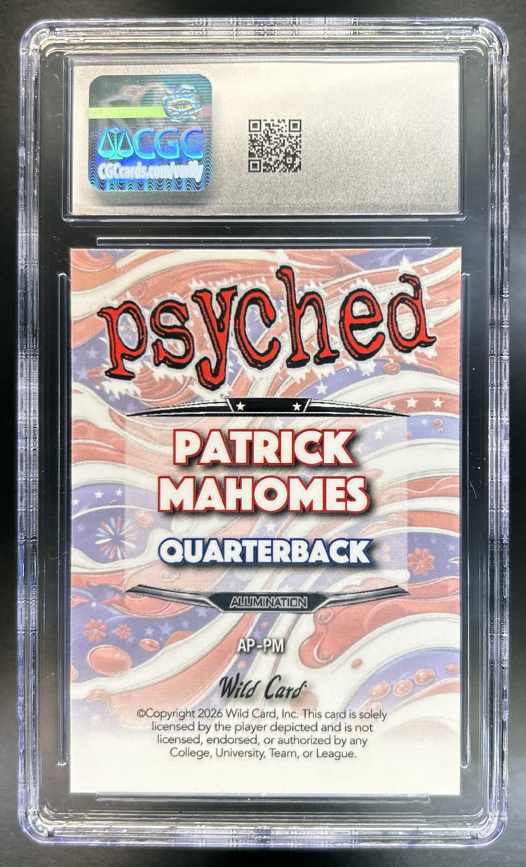 Patrick Mahomes 2024 Wild Card Alumination 250th Psyched Just The Hits #AP-PM 2/4 Red/White Floral Pulsar Chiefs