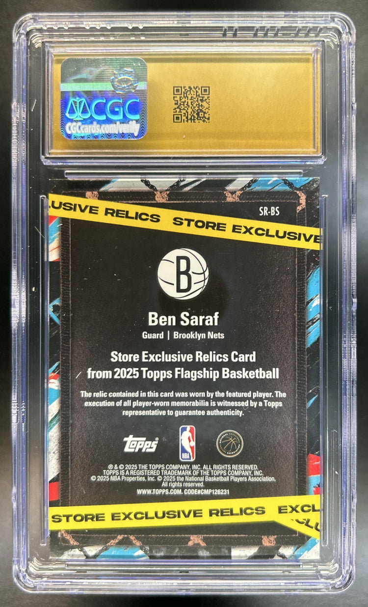 Ben Saraf 2025-26 Topps #SR-BS Store Exclusive Relic Flash Drop 24/50 MEM RC Nets