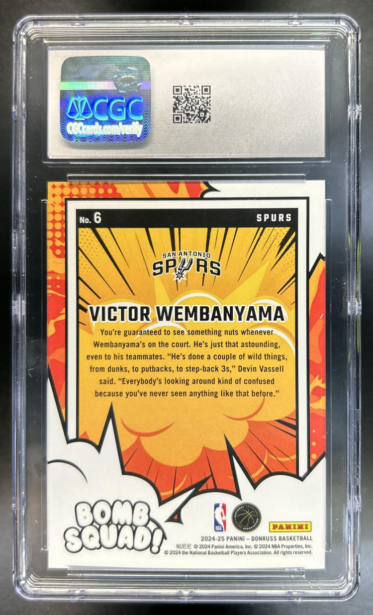 Victor Wembanyama 2024-25 Panini Donruss #6 Bomb Squad Spurs CGC 10