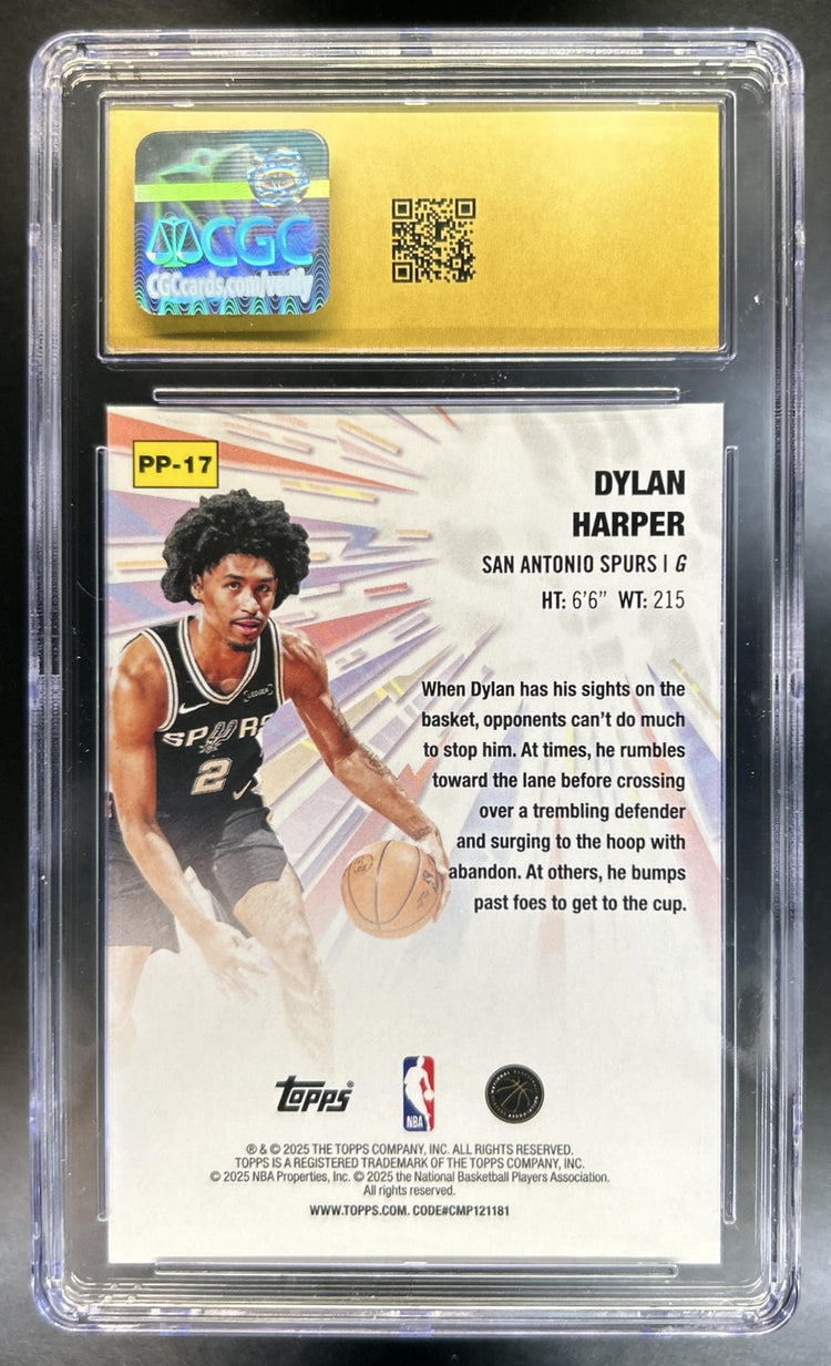 Dylan Harper 2025-26 Topps #PP-17 Power Players RC Spurs CGC 10