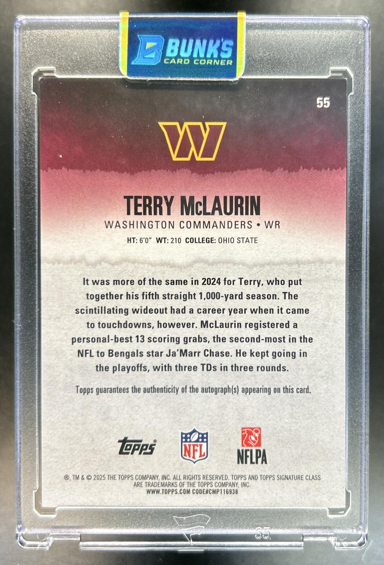 Terry McLaurin 2025 Topps Signature Class #55 Veteran Chrome Auto Red Refractor 14/25 Commanders
