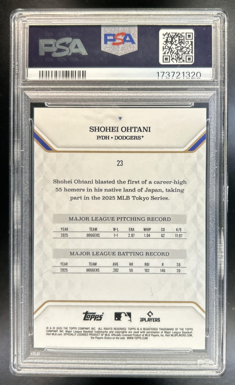 Shohei Ohtani 2025 Topps MVP Collection #23 Gold Foil 8/50 Dodgers PSA 9