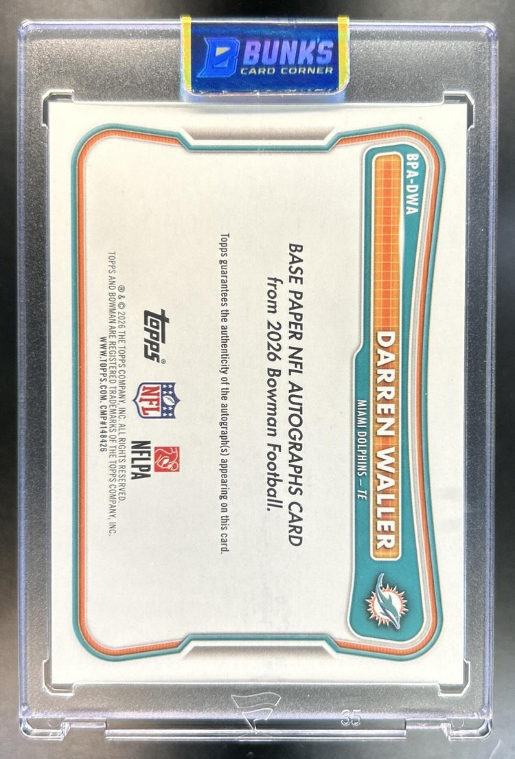 Darren Waller 2026 Bowman #BPA-DWA Paper NFL Auto Green 45 Dolphins