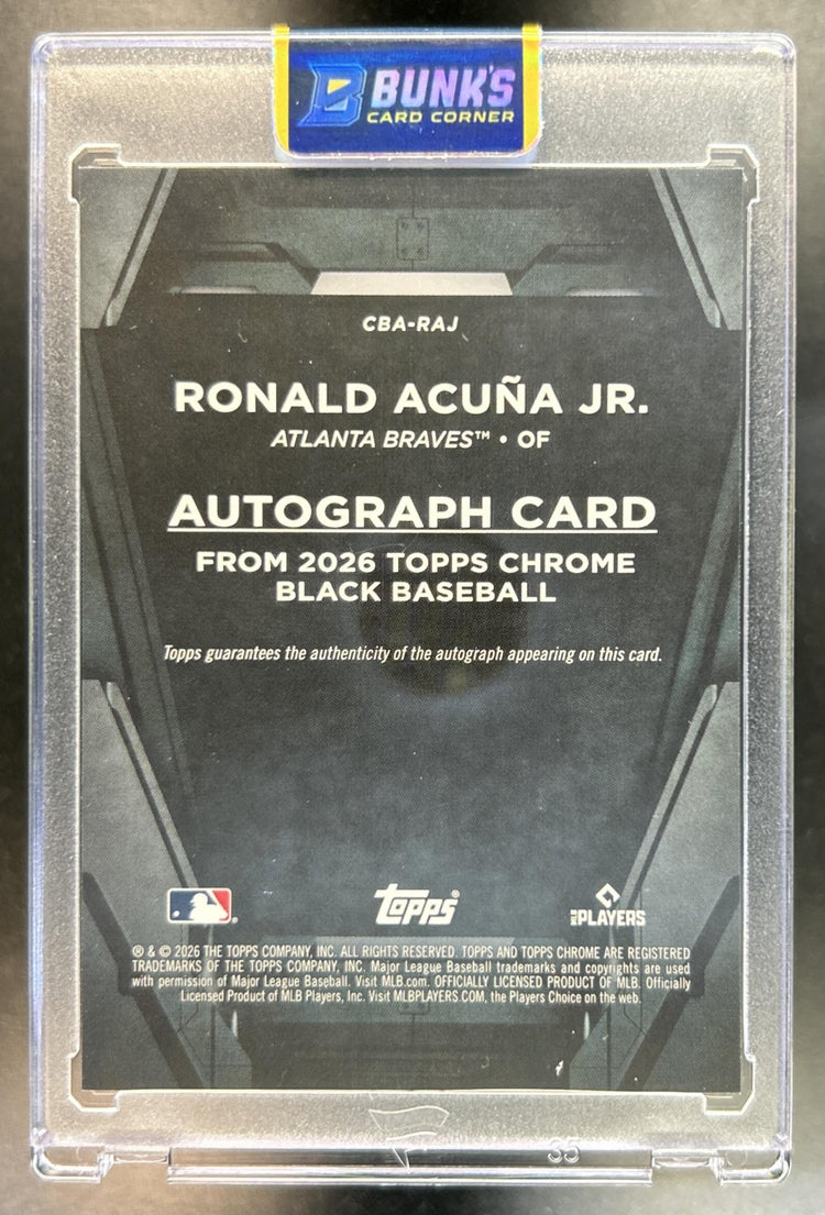 Ronald Acuna Jr. 2026 Topps Chrome Black #CBA-RAJ Auto Orange Refractor 7/25 Braves